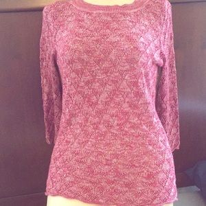 Maroon/silver knit sweater size L petite
